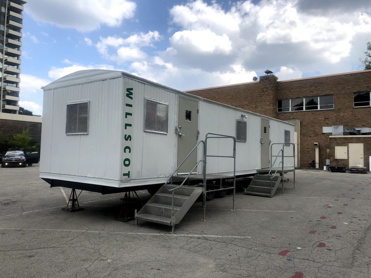 The temporary trailer set up by the MLK Center staff.