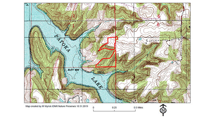 A map of the Patoka Hills Nature Preserve. - Indiana Department of Natural Resources