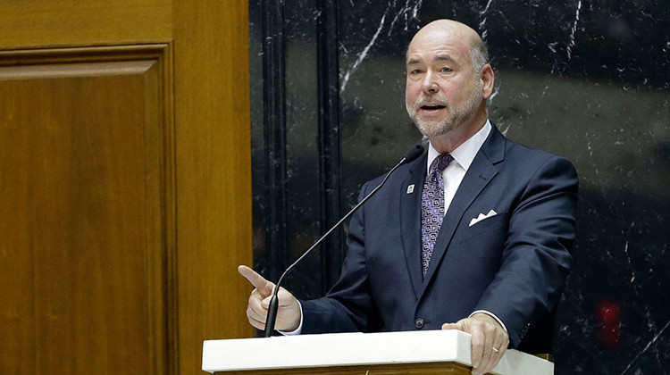 Speaker of the House Brian Bosma, R-Indianapolis, speaks during Organization Day at the Statehouse in 2016. - AP Photo/AJ Mast