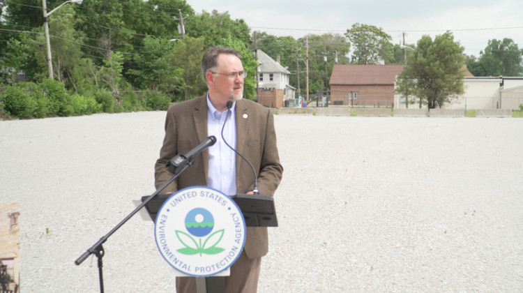 EPA Region 5 Administrator Kurt Thiede at the former Colonial Bakery brownfield site in Indianapolis where clean up is underway. - Alan Mbathi/IPB News