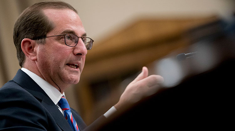 Health and Human Services Secretary Alex Azar speaks at a House Appropriations subcommittee hearing on Capitol Hill in Washington, Thursday, March 15, 2018. Twenty-six demonstrators were arrested outside Azar’s Indianapolis home on Sunday, June 10, 2018. He was not home at the time. - AP Photo/Andrew Harnik