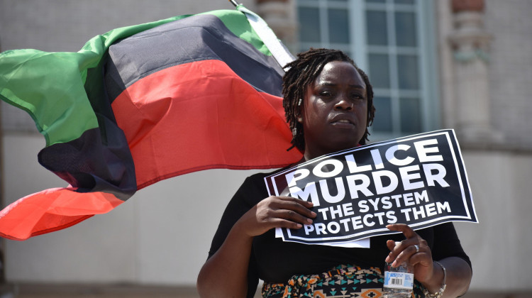 A protester at the Black Lives Matter demonstration on Saturday July 15 in South Bend. - Justin Hicks/IPB News