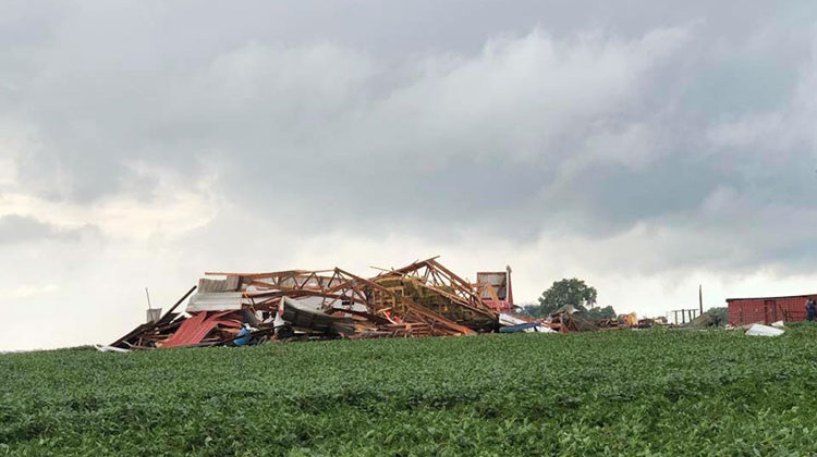 The National Weather Service says an EF-1 tornado touched down in Madison County, destroying this barn. - Provided by the National Weather Service.