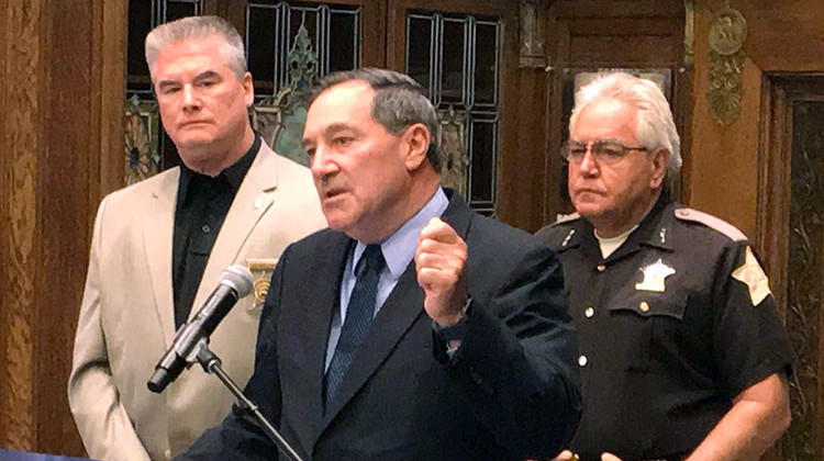 Sen. Joe Donnelly says it’s important to balance enforcement and treatment in the fight against drug addiction. - Brandon Smith/IPB News