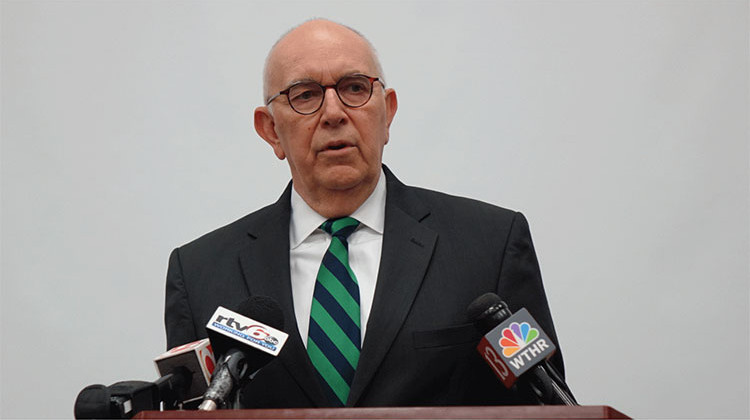 Marion County Prosecutor Terry Curry talks about the charges against an IMPD officer alleged to have punched a Shortridge High School Student, on Monday Sept. 16, 2019. - Eric Weddle/WFYI
