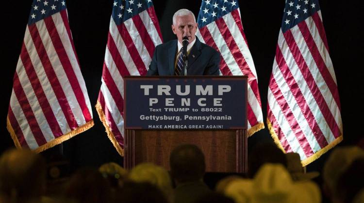 Republican vice presidential candidate, Indiana Gov. Mike Pence speaks during a campaign stop in Gettysburg, Pa., Thursday, Oct. 6, 2016. (Matt Rourke/AP)
