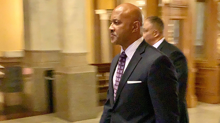 Attorney General Curtis Hill walks into his disciplinary hearing in October 2019.  - Brandon Smith/IPB News