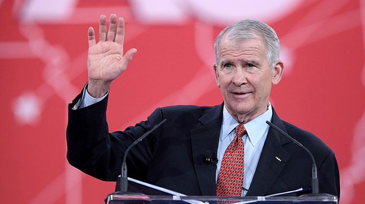 National Riffle Association President Oliver North, shown here speaking at the 2015 Conservative Political Action Conference, was scheduled to appear at a rally for Indiana Republicans in Noblesville. - Photo courtesy Gage Skidmore/CC-BY-SA-2.0