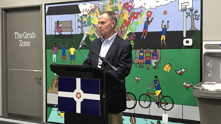Mayor Joe Hogsett announces the expansion at Frederick Douglass Park. - David Wolfe Bender/WFYI
