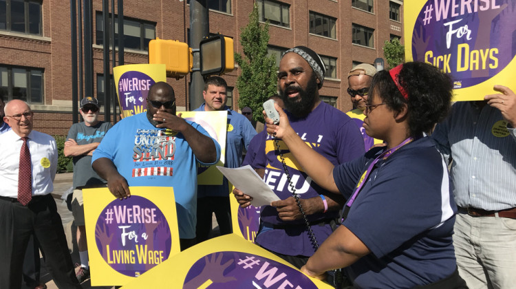 With the money he makes at Eli Lilly and one other job, Clarence Jones says he can’t afford the down payment and monthly rent for an apartment in the city. - Drew Daudelin/WFYI