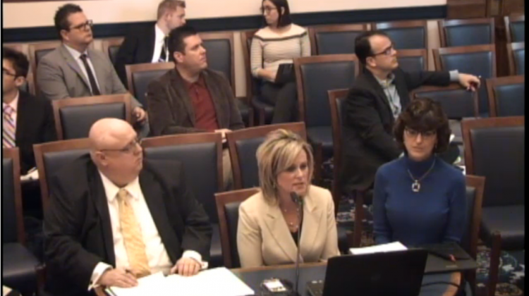 Jennifer McCormick, State Superintendent of Public Instruction, center, discusses the Indiana Department of Eduction's budget request at the Hose Ways and Means Committee hearing on Thursday, Feb. 2, 2017. - General Assembly