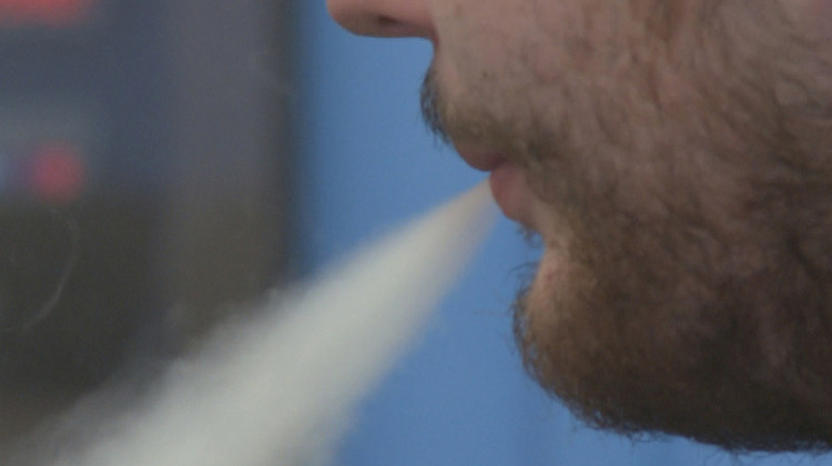 Exhaling smoke from an e-cigarette. - WFIU-WTIU