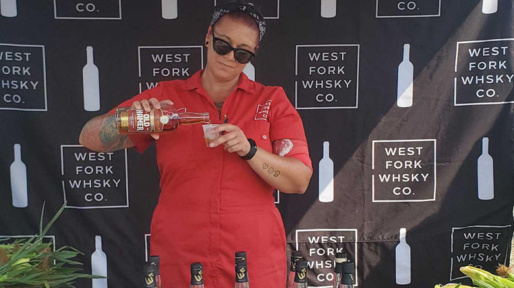 West Fork Whiskey Co. serves samples at the groundbreaking for the distillers second location in Westfield. - Samantha Horton/IPB News
