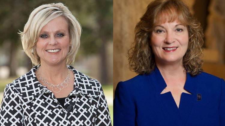 State Superintendent Jennifer McCormick and predecessor Glenda Ritz. -  Photos provided