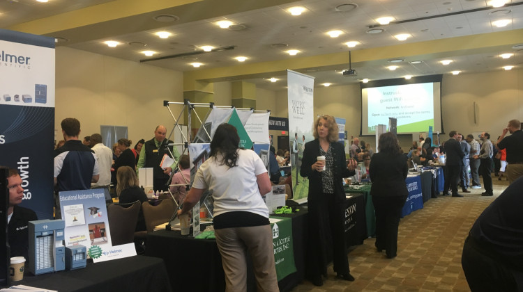 The ninth annual Central Indiana Job Fair featured more than 150 employers offering more than 4,400 positions Wednesday. - Katie Simpson/WFYI
