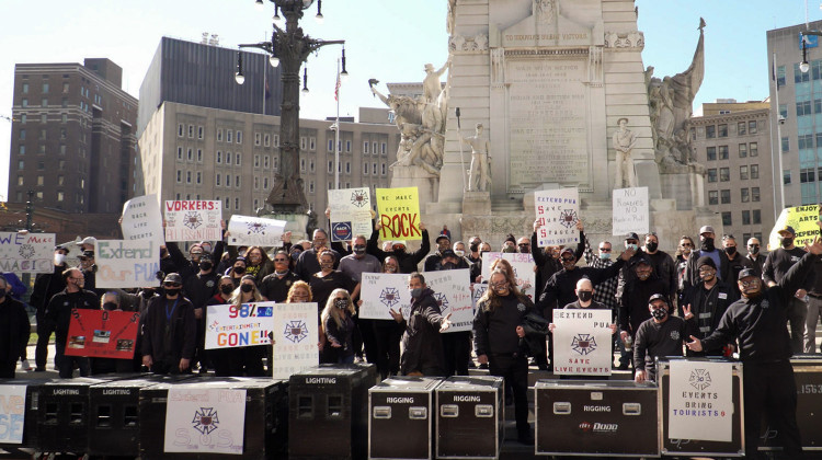 Live event and entertainment workers rally in Indianapolis. -  Alan Mbathi/IPB News