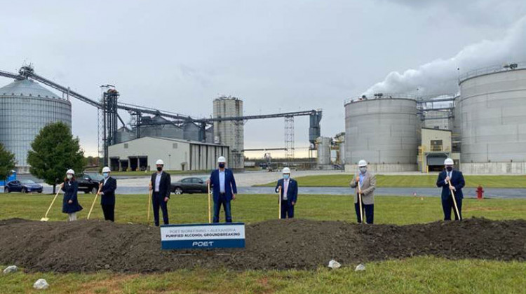 Officials break ground at POET Biorefining's Alexandria facility. The upgrades at the Indiana location will allow the company to produce ethanol that's FDA approved for hand sanitizer.  - Courtesy of POET