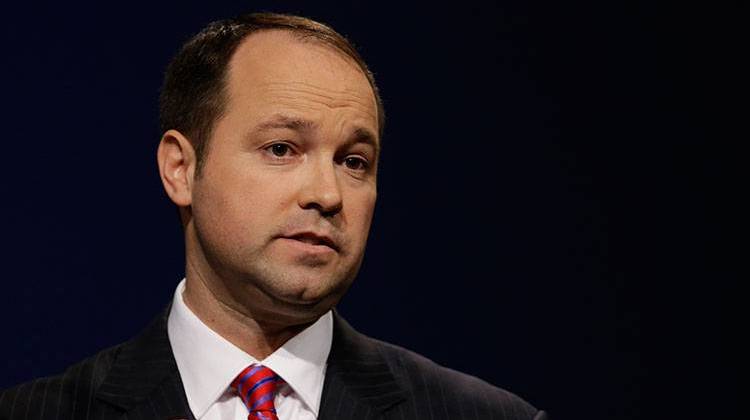 Marlin Stutzman, shown here during the GOP Senate debate April 18, allegedly billed his campaign for a family trip to California. - AP photo
