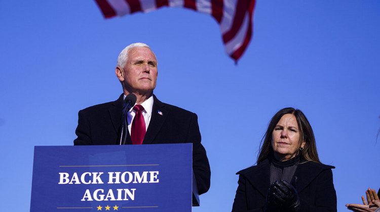 Former Vice President Mike Pence speaks after arriving back in his hometown of Columbus, Ind., Wednesday, Jan. 20, 2021. Pence has returned to his Indiana hometown, where he told a small crowd that serving in the White House was the greatest honor of his life. Pence flew on a government plane Wednesday afternoon into the Columbus Municipal Airport with his wife, Karen, after attending President Joe Biden’s inauguration.  - AP Photo/Michael Conroy