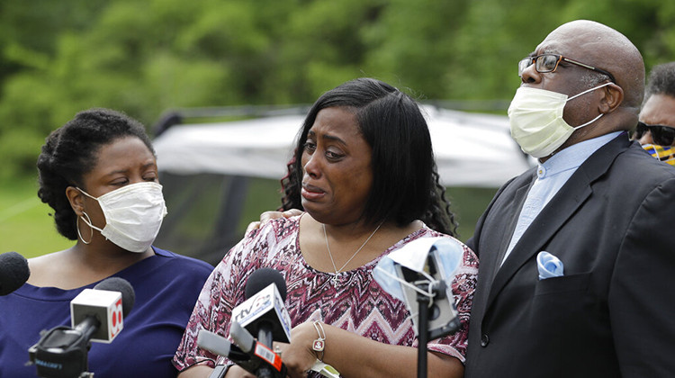 FILE - Demetree Wynn, mother of Dreasjon "Sean" Reed, speaks during a news conference, on June 3, 2020, in Indianapolis. A wrongful death lawsuit filed by Wynn, who's son Reed was fatally shot while being chased by a police officer in Indianapolis, has been settled for $390,000, according to a report from WRTV-TV on Friday, Feb. 10, 2023. - AP Photo/Darron Cummings, File