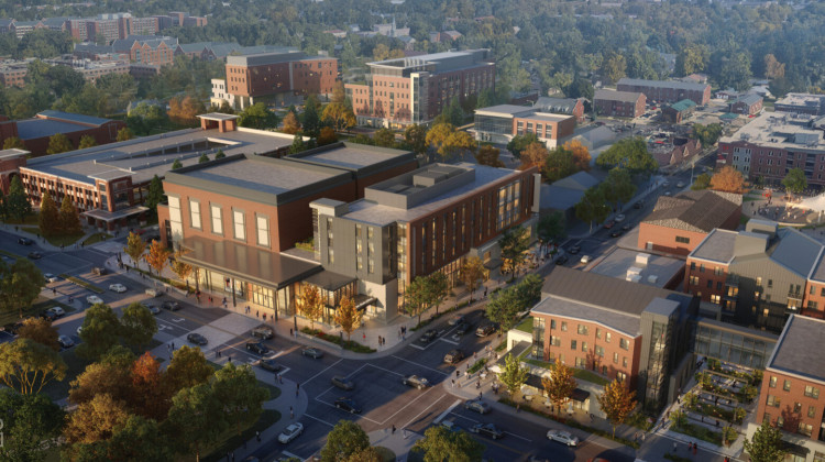 Ball State shows what a new performing arts center, hotel, and Village development could look like. - Courtesy of Ball State University