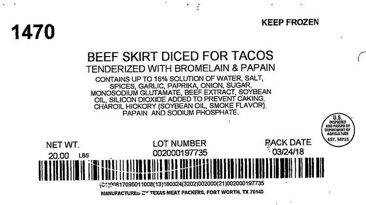 A label from one of the beef products subject to recall. - USDA