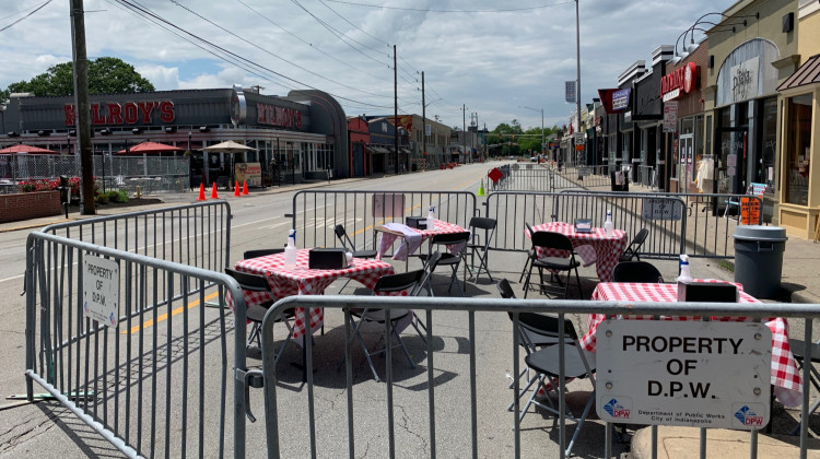 Broad Ripple Avenue was among the group of streets closed to allow for expanded outdoor dining. - Jill Sheridan/WFYI