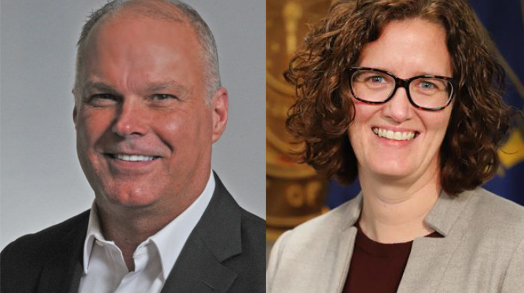 Indiana Department of Correction Commissioner Rob Carter, left, will step down Oct. 14, 2022 to join a lobbying firm. IDOC Deputy Commissioner Christina Reagle, right, will take over as commissioner, effective Oct. 17, 2022. - Courtesy Of The State Of Indiana