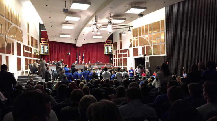 Supporters of Mayor Greg Ballard's preschool program fill the City-County Council chamber on Monday, March 2, 2015. - Ann Murtlow/Twitter