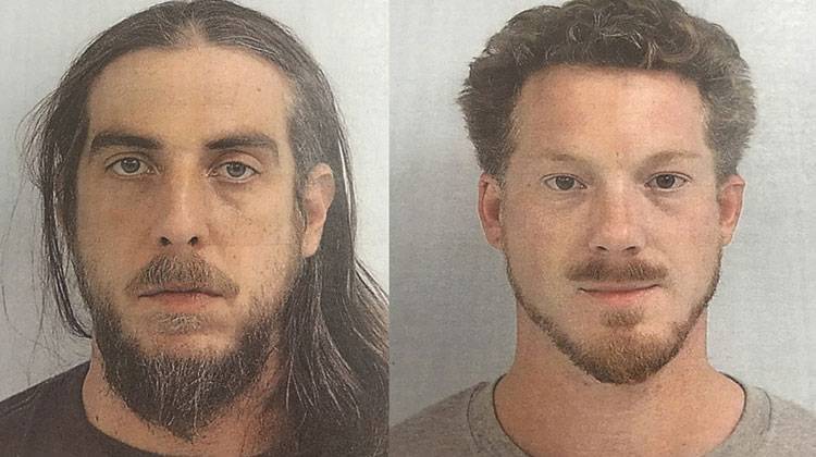James Trimnell (left) and Nathaniel Walmsley are charged with felony murder in connection with the overdose death of Rachel Walmsley. - Tyler Lake/WFIU