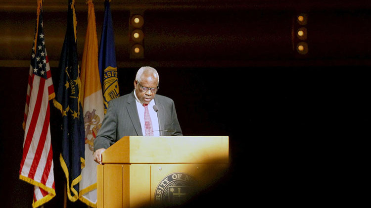 U.S. Supreme Court Justice Clarence Thomas delivered the 2021 Tocqueville Lecture at the University of Notre Dame on Thursday, Sept. 16. - Gemma DiCarlo/WVPE