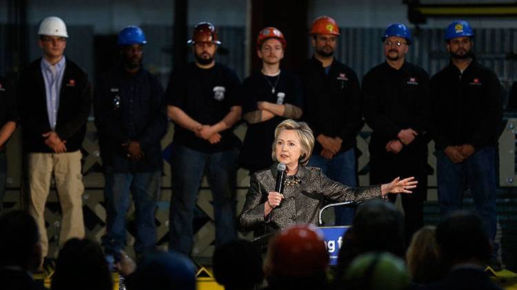 Democratic presidential candidate Hillary Clinton speaks during a campaign stop, Tuesday, April 26, 2016, at Munster Steel in Hammond, Ind. - AP Photo/Matt Rourke