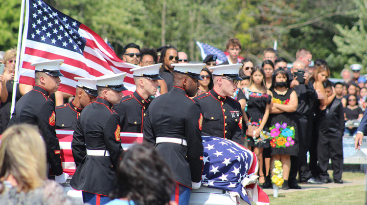 Marine Corps Cpl. Humberto Sanchez was buried at Mount Hope Cemetery Tuesday. - Ben Thorp/WBAA