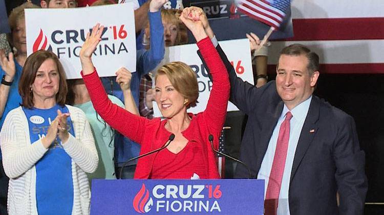 Ted Cruz announced Tuesday in Indianapolis that Carly Fiorina will be his choice for vice president, if he receives the Republican nomination. - Drew Daudelin