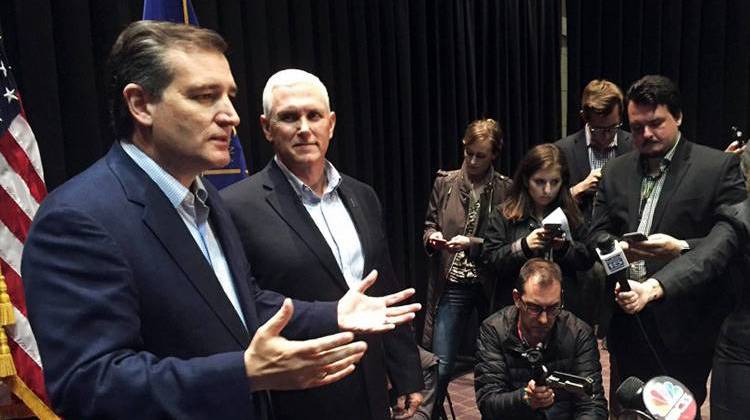 Ted Cruz and Gov. Mike Pence speak with the media Monday, May 2.  - Zach Bernard