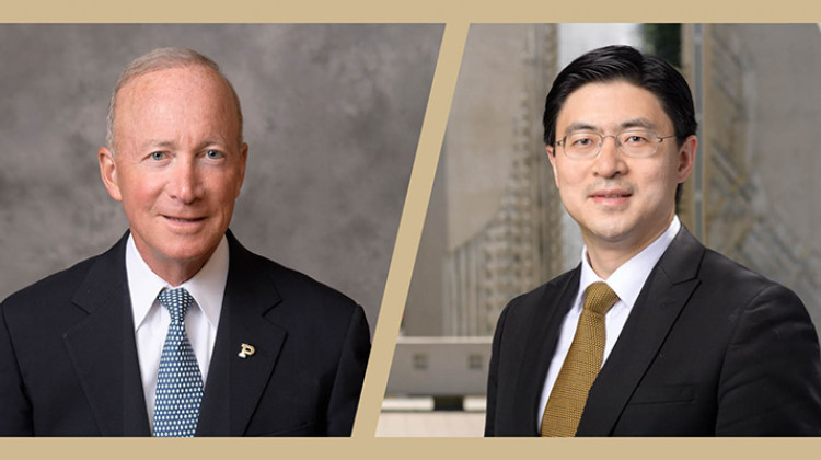Mitch Daniels and incoming president Mung Chiang. - Courtesy Purdue University