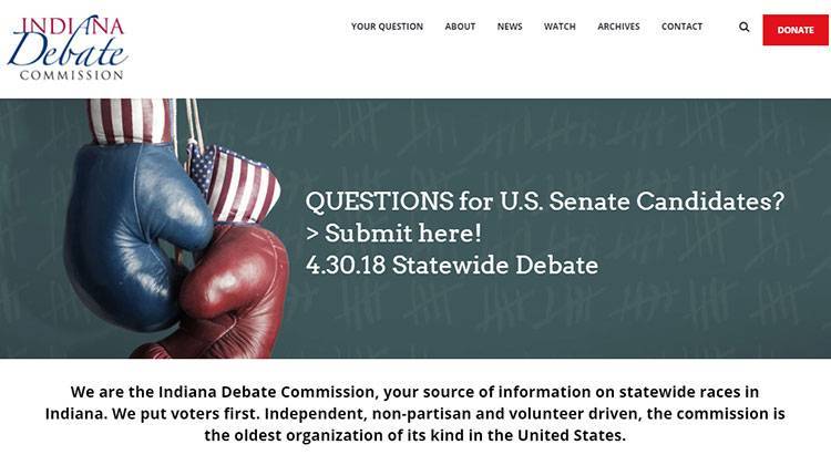 Screenshot of the Indiana Debate Commission website. - Indiana Debate Commission