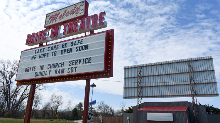 The Melody Drive-In Theatre in Knox, Indiana, offers church services in people's cars.  - Justin Hicks/IPB News