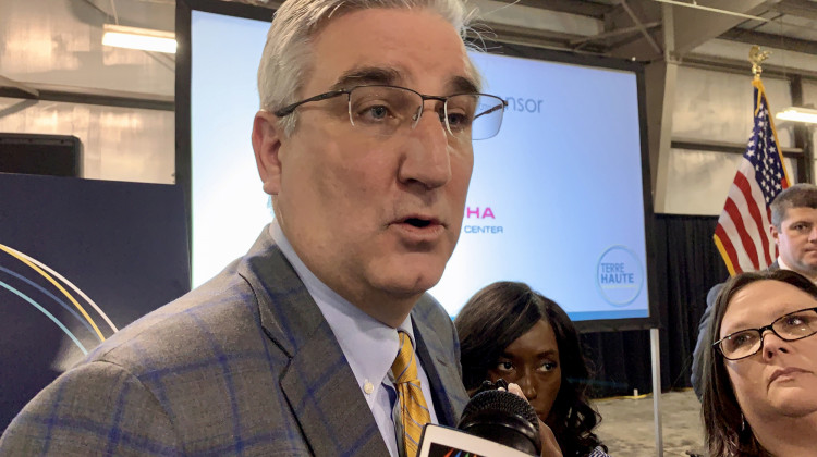 Gov. Eric Holcomb unveiled his 2020 agenda at a Terre Haute Chamber of Commerce luncheon. - Brandon Smith/IPB News