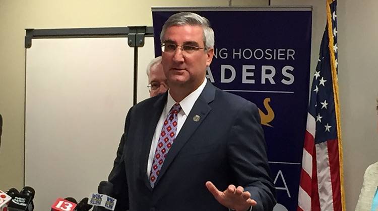 Lt. Gov. Eric Holcomb speaks Tuesday after being selected as the GOP's gubernatorial candidate. - Brandon Smith/IPBS