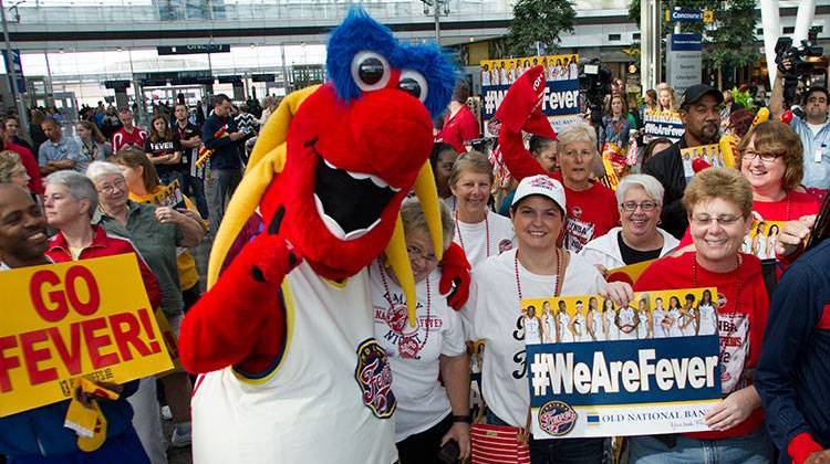 Indiana Fever fans gathered at Indianapolis International Airport Wednesday morning to welcome home the newly-crowned Eastern Conference champs. - Doug Jaggers