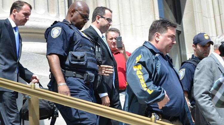 Former Subway spokesman Jared Fogle leaves federal court in Indianapolis Wednesday, Aug. 19 after agreeing to plead guilty to child pornography and child-sex abuse charges. - Drew Daudelin/WTIU