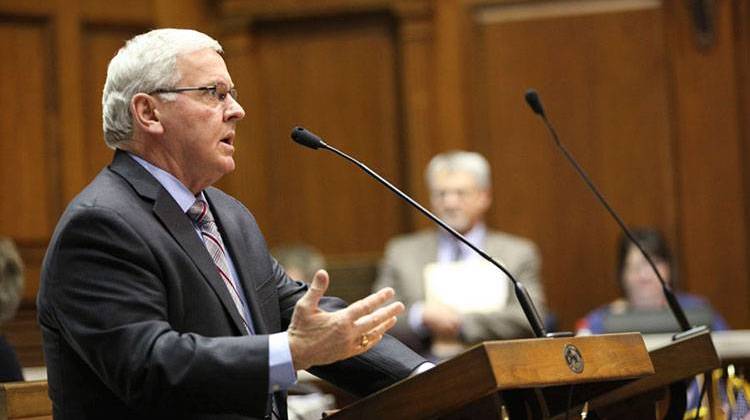 Rep. Bill Friend of Macy, shown here discussing legislation on the House floor, says he will finish out his term, but won't run again in 2018. - Courtesy Indiana House of Representatives Republican Caucus