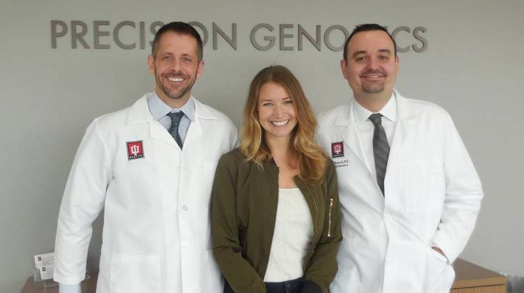 From left to right, Dr. Brian Schneider, patient Gwen Brack and Dr. Milan Radovich. - Jill Sheridan/IPB News
