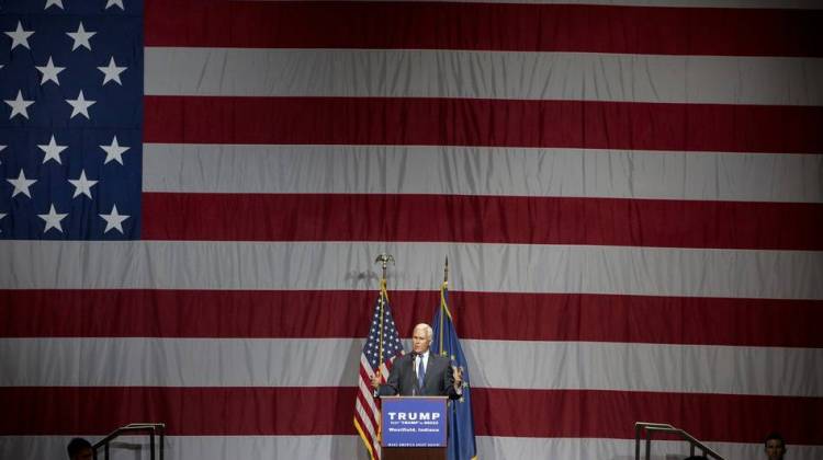 Indiana Gov. Mike Pence introduces Republican presidential candidate Donald Trump earlier this month.