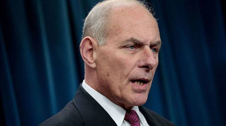 Secretary of Homeland Security John Kelly answers questions during a news conference on Tuesday in Washington, D.C. - Drew Angerer/Getty Images