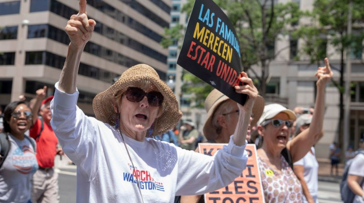 Demonstrators march against the separation of immigrant families in Washington, D.C - Alex Edelman/AFP/Getty Images