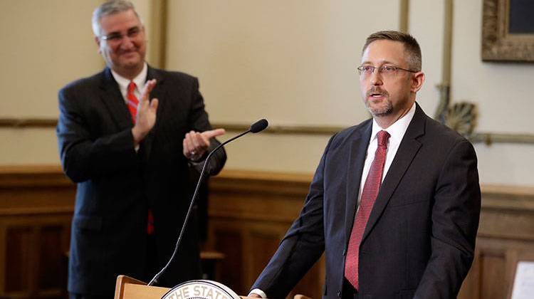 Wabash County Superior Court Judge Christopher M. Goff speaks after being named to the state Supreme Court by Indiana Gov. Eric Holcomb during a news conference at the Statehouse, Monday, June 12, 2017, in Indianapolis. - AP Photo/Darron Cummings
