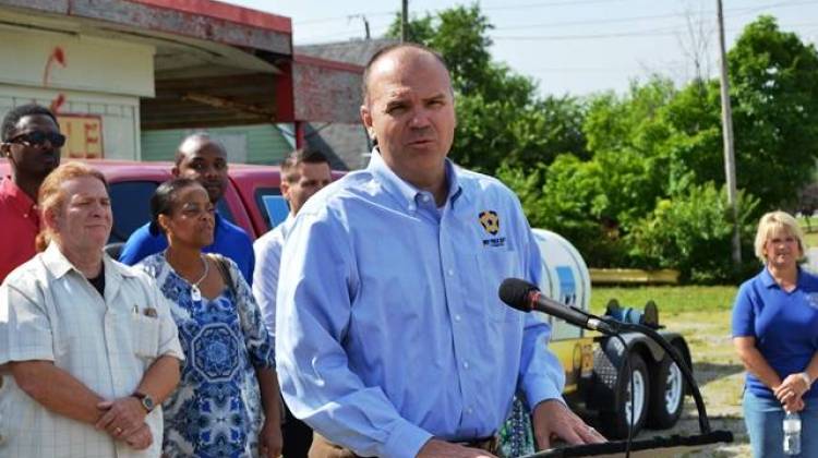 Troy Riggs, director of public safety for Indianapolis, at a press conference last month. - Ryan Delaney/WFYI