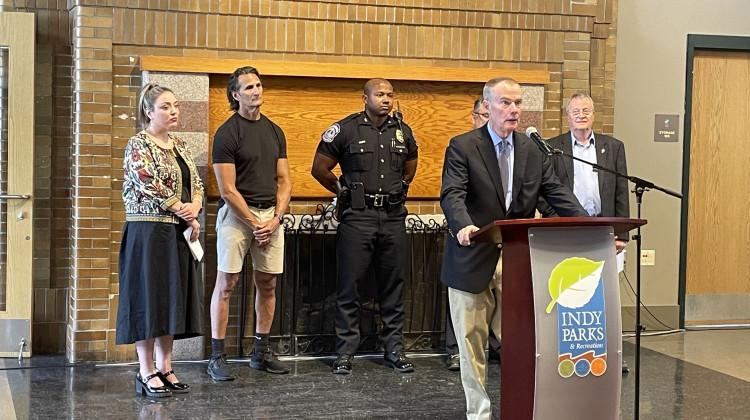 City leaders announced the first use of a new “Gun Free Zone” policy at this weekend’s WonderRoad Music Festival at Garfield Park. - Katrina Pross/WFYI News
